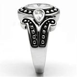 Alamode Rhodium Brass Ring with AAA Grade CZ in Clear - Alamode - Flyclothing LLC