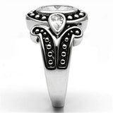 Alamode Rhodium Brass Ring with AAA Grade CZ in Clear - Alamode