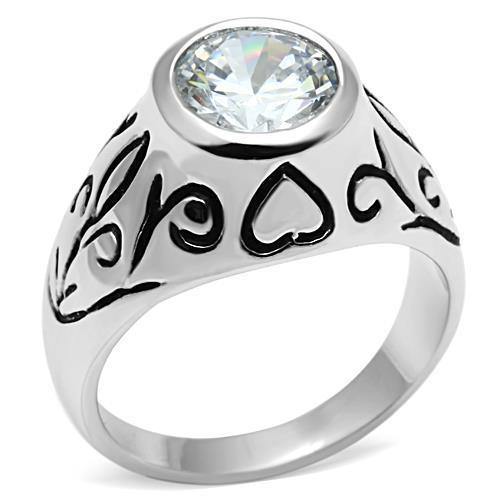 Alamode Rhodium Brass Ring with AAA Grade CZ in Clear - Alamode