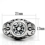 Alamode Rhodium Brass Ring with AAA Grade CZ in Clear - Alamode - Flyclothing LLC