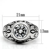 Alamode Rhodium Brass Ring with AAA Grade CZ in Clear - Alamode
