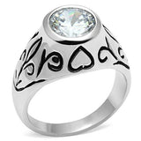 Alamode Rhodium Brass Ring with AAA Grade CZ in Clear - Alamode
