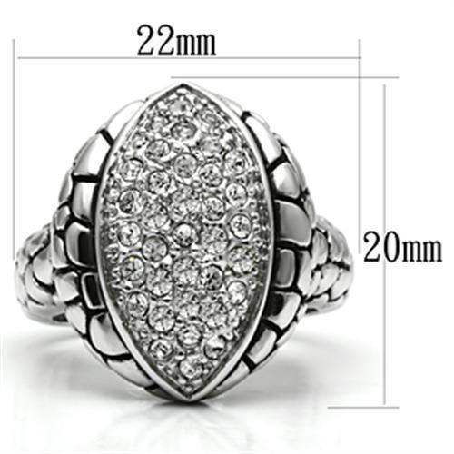 Alamode Rhodium Brass Ring with Top Grade Crystal in Clear - Alamode - Flyclothing LLC