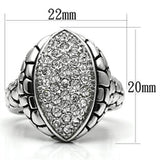 Alamode Rhodium Brass Ring with Top Grade Crystal in Clear - Alamode