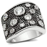 Alamode Rhodium Brass Ring with AAA Grade CZ in Clear - Alamode - Flyclothing LLC
