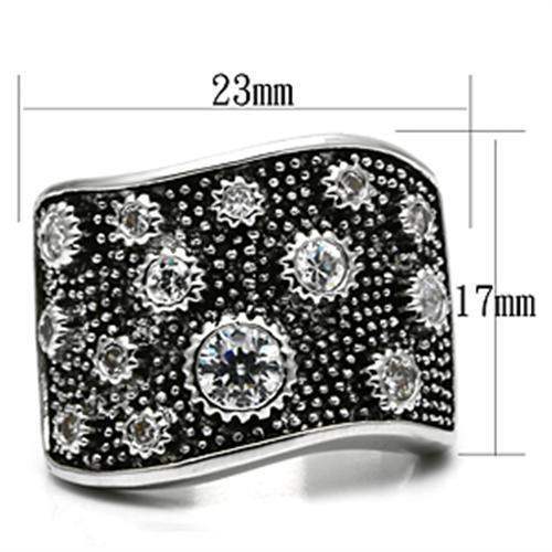 Alamode Rhodium Brass Ring with AAA Grade CZ in Clear - Alamode - Flyclothing LLC