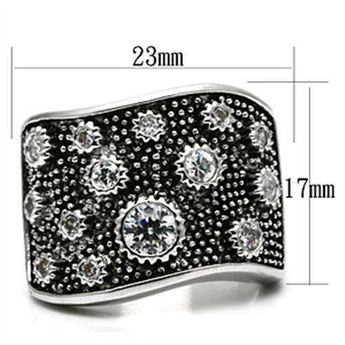 Alamode Rhodium Brass Ring with AAA Grade CZ in Clear - Alamode - Flyclothing LLC