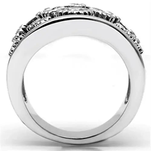 Alamode Rhodium Brass Ring with AAA Grade CZ in Clear - Alamode - Flyclothing LLC