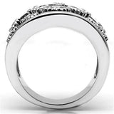 Alamode Rhodium Brass Ring with AAA Grade CZ in Clear - Alamode