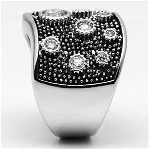 Alamode Rhodium Brass Ring with AAA Grade CZ in Clear - Alamode - Flyclothing LLC