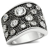 Alamode Rhodium Brass Ring with AAA Grade CZ in Clear - Alamode