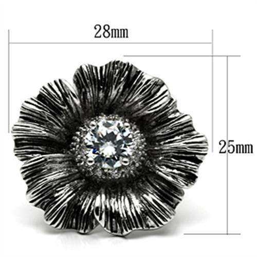 Alamode Rhodium Brass Ring with AAA Grade CZ in Clear - Alamode - Flyclothing LLC