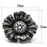 Alamode Rhodium Brass Ring with AAA Grade CZ in Clear - Alamode