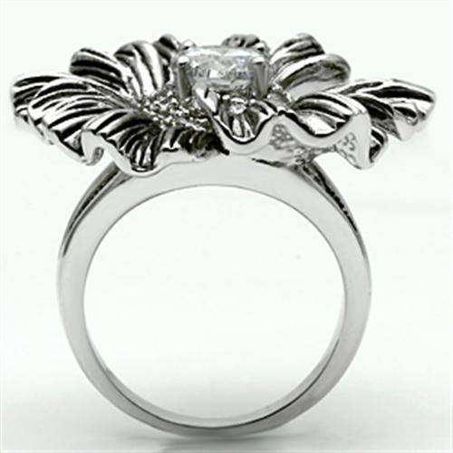 Alamode Rhodium Brass Ring with AAA Grade CZ in Clear - Alamode - Flyclothing LLC