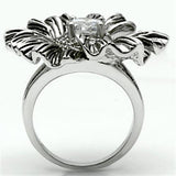 Alamode Rhodium Brass Ring with AAA Grade CZ in Clear - Alamode
