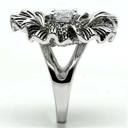 Alamode Rhodium Brass Ring with AAA Grade CZ in Clear - Alamode - Flyclothing LLC