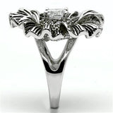 Alamode Rhodium Brass Ring with AAA Grade CZ in Clear - Alamode