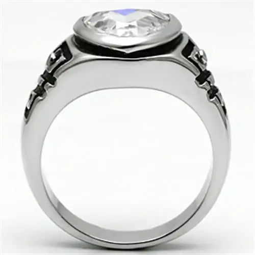 Alamode Rhodium Brass Ring with AAA Grade CZ in Clear - Alamode - Flyclothing LLC