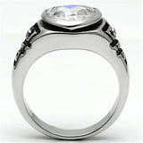 Alamode Rhodium Brass Ring with AAA Grade CZ in Clear - Alamode - Flyclothing LLC