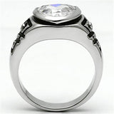 Alamode Rhodium Brass Ring with AAA Grade CZ in Clear - Alamode