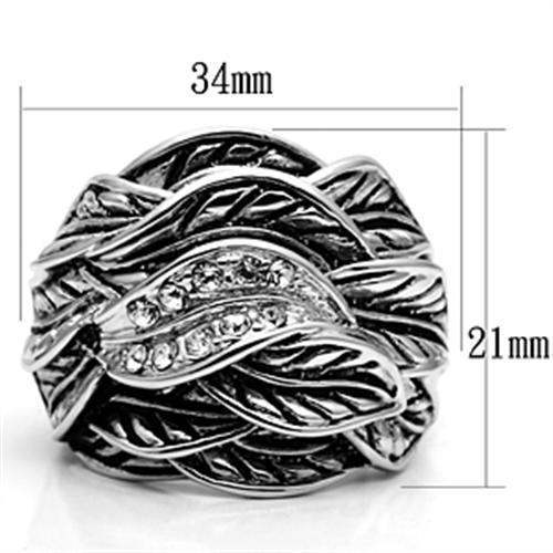 Alamode Rhodium Brass Ring with Top Grade Crystal in Clear - Alamode - Flyclothing LLC