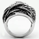 Alamode Rhodium Brass Ring with Top Grade Crystal in Clear - Alamode