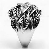 Alamode Rhodium Brass Ring with Top Grade Crystal in Clear - Alamode - Flyclothing LLC