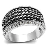 Alamode Rhodium Brass Ring with AAA Grade CZ in Clear - Alamode - Flyclothing LLC