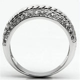 Alamode Rhodium Brass Ring with AAA Grade CZ in Clear - Alamode - Flyclothing LLC