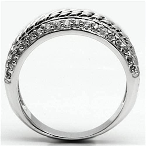 Alamode Rhodium Brass Ring with AAA Grade CZ in Clear - Alamode - Flyclothing LLC