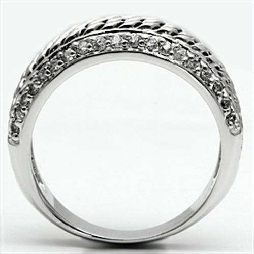 Alamode Rhodium Brass Ring with AAA Grade CZ in Clear - Alamode - Flyclothing LLC