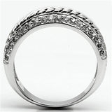 Alamode Rhodium Brass Ring with AAA Grade CZ in Clear - Alamode