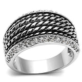 Alamode Rhodium Brass Ring with AAA Grade CZ in Clear - Alamode