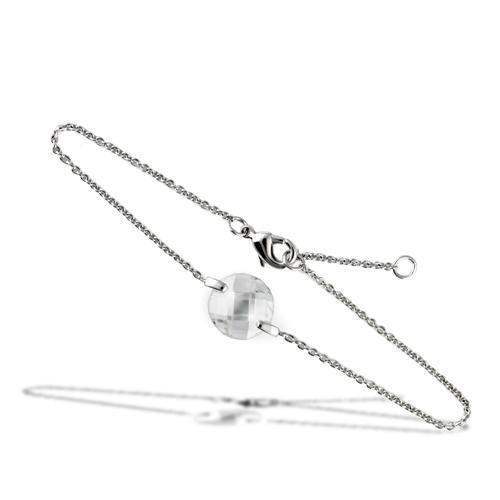 Alamode Rhodium Brass Bracelet with AAA Grade CZ in Clear - Alamode - Flyclothing LLC