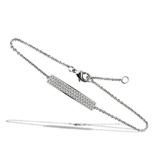 Alamode Rhodium Brass Bracelet with AAA Grade CZ in Clear - Alamode - Flyclothing LLC