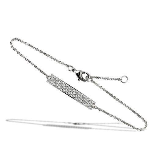 Alamode Rhodium Brass Bracelet with AAA Grade CZ in Clear - Alamode