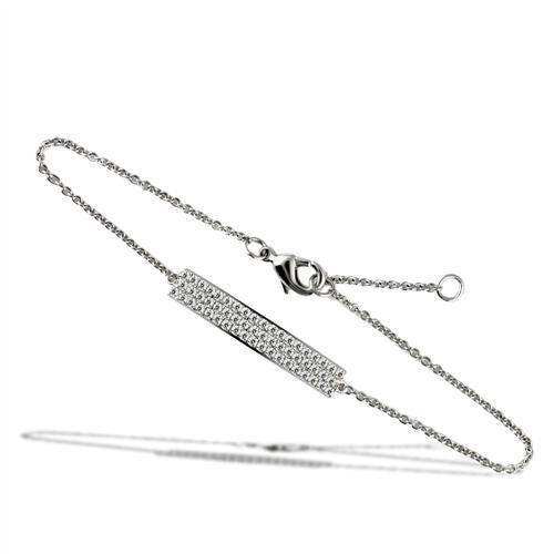 Alamode Rhodium Brass Bracelet with AAA Grade CZ in Clear - Alamode - Flyclothing LLC