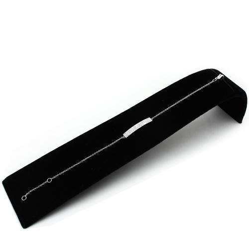 Alamode Rhodium Brass Bracelet with AAA Grade CZ in Clear - Alamode - Flyclothing LLC