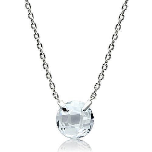 Alamode Rhodium Brass Necklace with AAA Grade CZ in Clear - Alamode