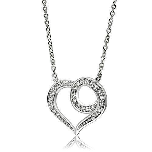 Alamode Rhodium Brass Necklace with AAA Grade CZ in Clear - Alamode