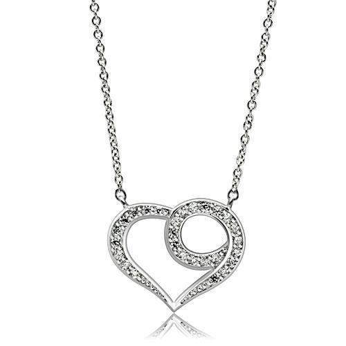 Alamode Rhodium Brass Necklace with AAA Grade CZ in Clear - Alamode - Flyclothing LLC
