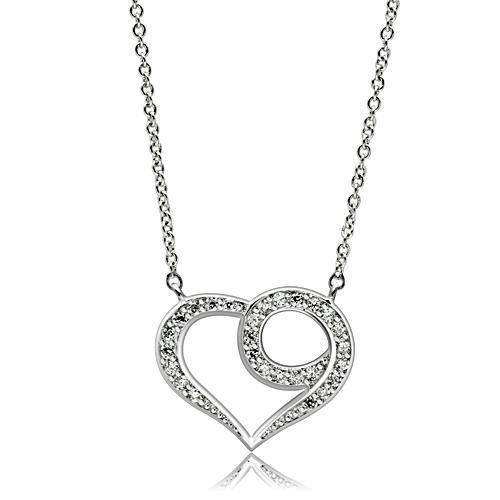 Alamode Rhodium Brass Necklace with AAA Grade CZ in Clear - Alamode - Flyclothing LLC