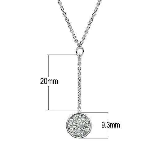 Alamode Rhodium Brass Necklace with AAA Grade CZ in Clear - Alamode - Flyclothing LLC