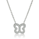 Alamode Rhodium Brass Necklace with AAA Grade CZ in Clear - Alamode - Flyclothing LLC