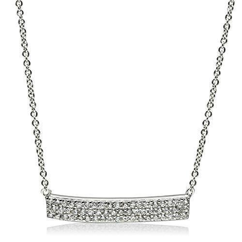 Alamode Rhodium Brass Necklace with AAA Grade CZ in Clear - Alamode