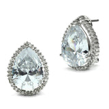 Alamode Rhodium Brass Earrings with AAA Grade CZ in Clear - Alamode