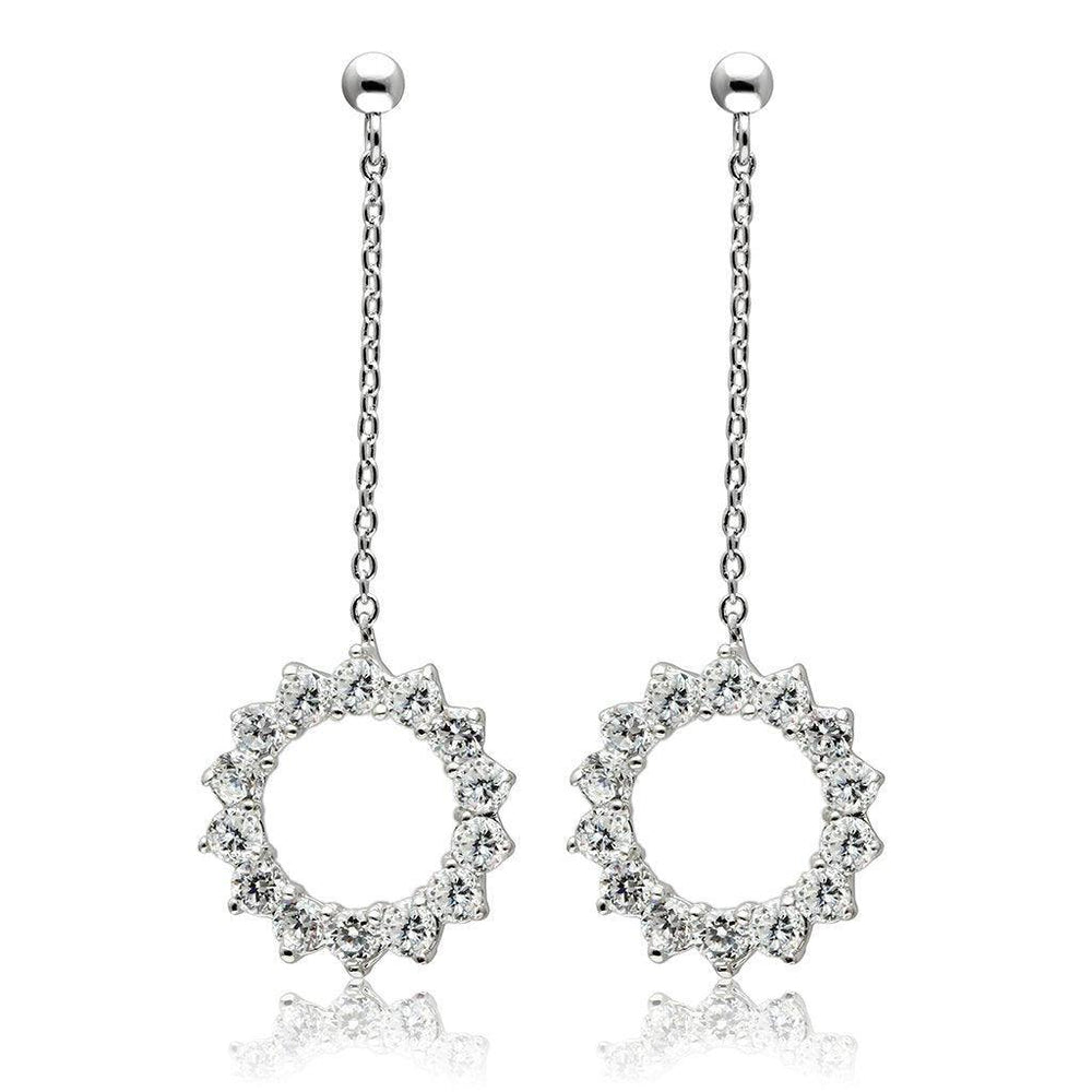 Alamode Rhodium Brass Earrings with AAA Grade CZ in Clear - Alamode