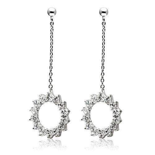 Alamode Rhodium Brass Earrings with AAA Grade CZ in Clear - Alamode - Flyclothing LLC