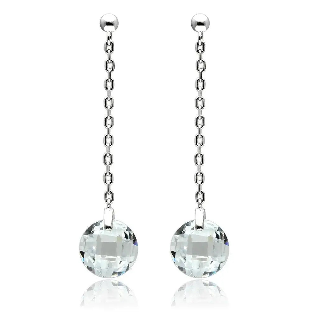 Alamode Rhodium Brass Earrings with AAA Grade CZ in Clear - Alamode - Flyclothing LLC
