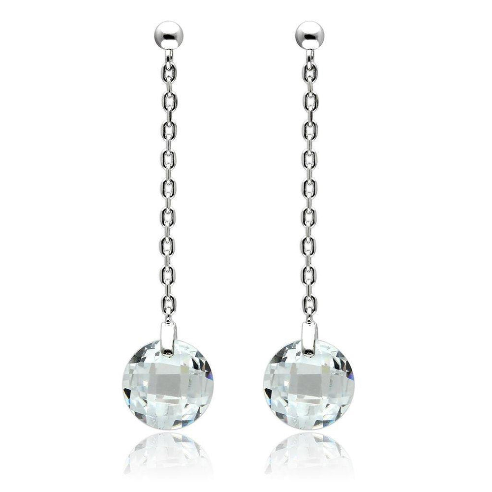 Alamode Rhodium Brass Earrings with AAA Grade CZ in Clear - Alamode